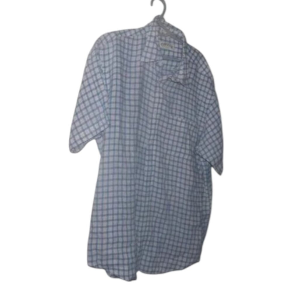 Orvis Men's XL LINEN Shirt Classic Fit Blue Check Button Up